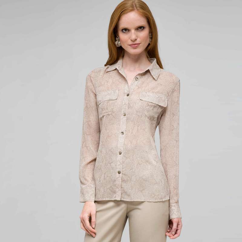 Python Inspired Button Front Shirt, , large