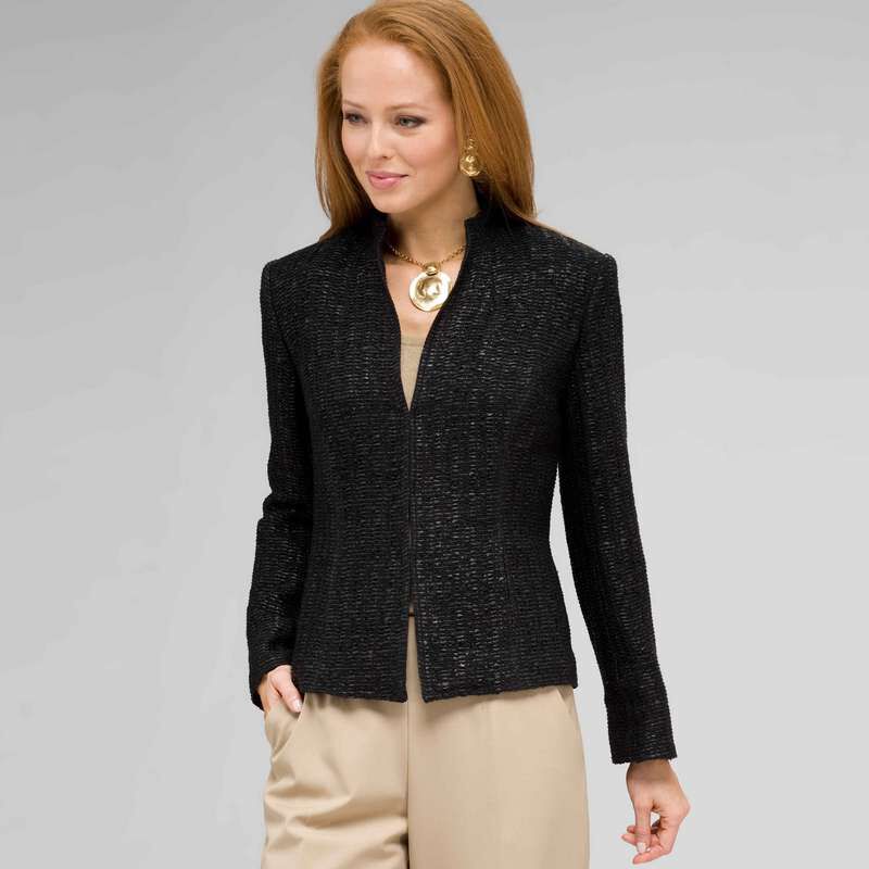 Textured Zip Front Jacket, , large