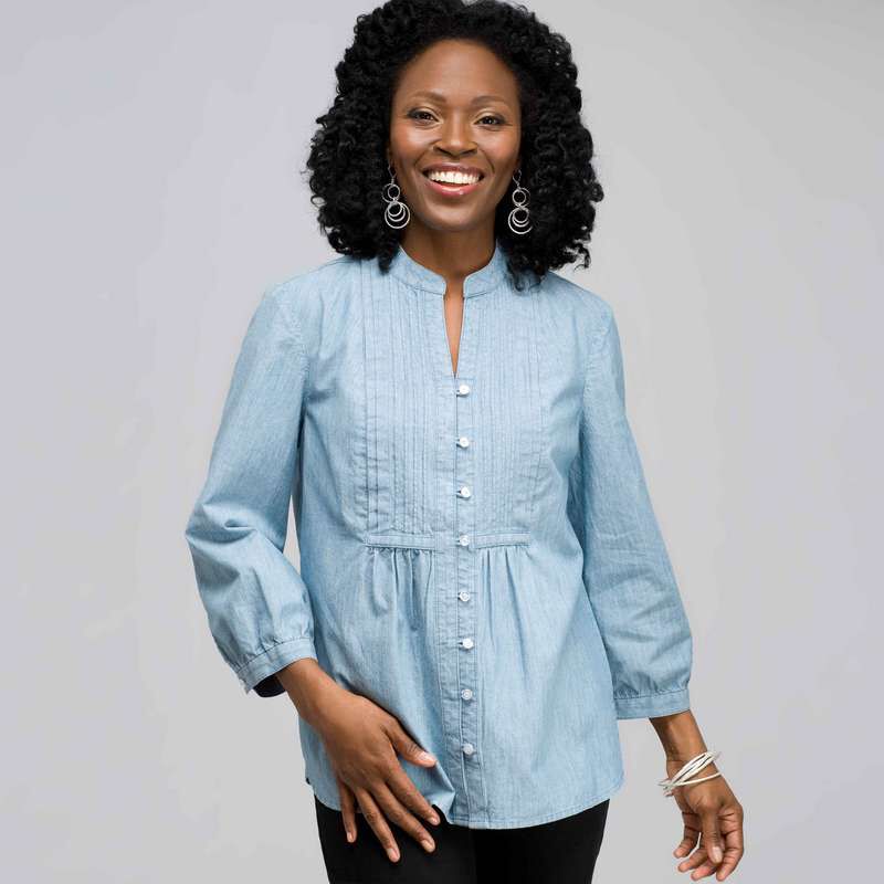 3/4 Sleeve Bib Front Top, , large