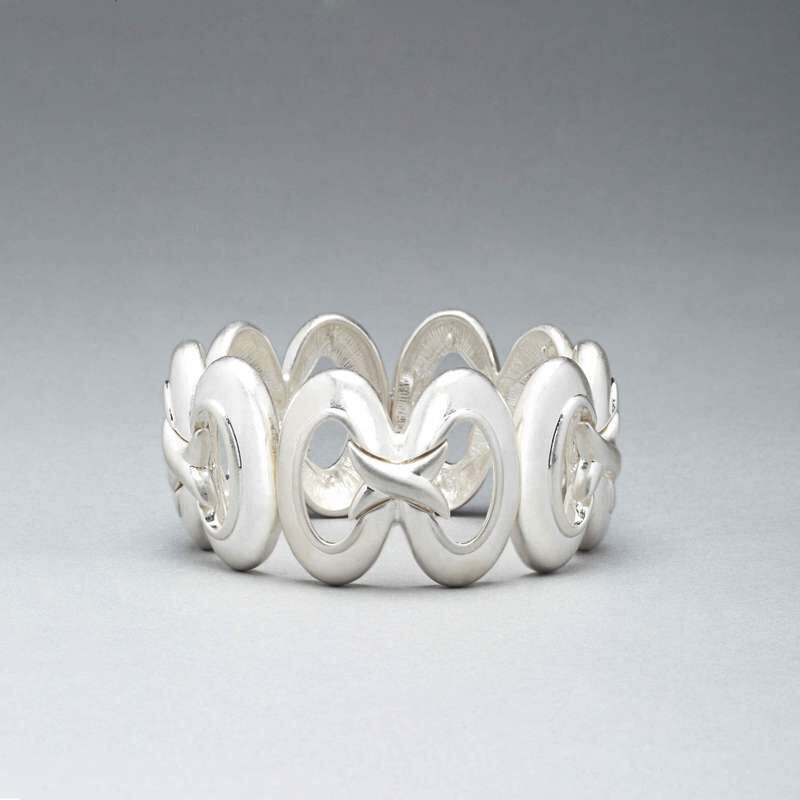 Infinity Stretch Worn Silver Bracelet, , large