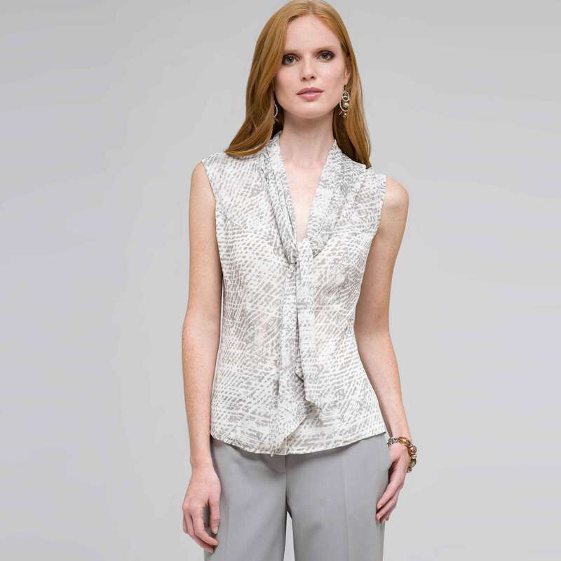 Blouse with Tie Neck, , large
