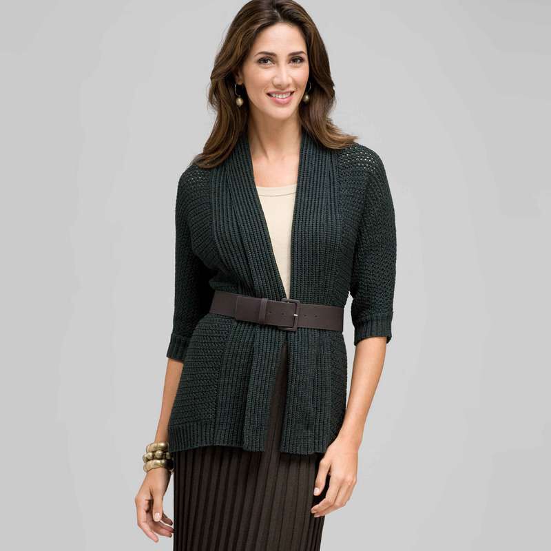 Novelty Stitch Belted Cardigan, , large