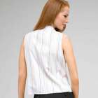 No-Iron Easy Care Sleeveless Striped Shawl Collar Blouse, , small