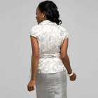 Short Sleeve Wrap Blouse with Tie Front, , small